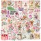50pcs Vintage Pink Aesthetic Floral Sticker for Scrapbooking(Pink Floral)